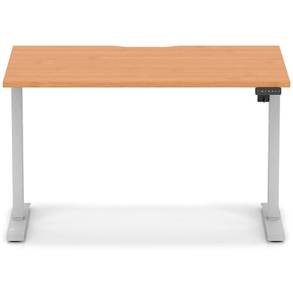 Air 1200mm Scalloped Edge Height Adjustable Desk, Silver Leg, Beech