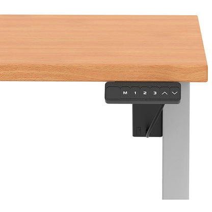 Air 1200mm Scalloped Edge Height Adjustable Desk, Silver Leg, Beech