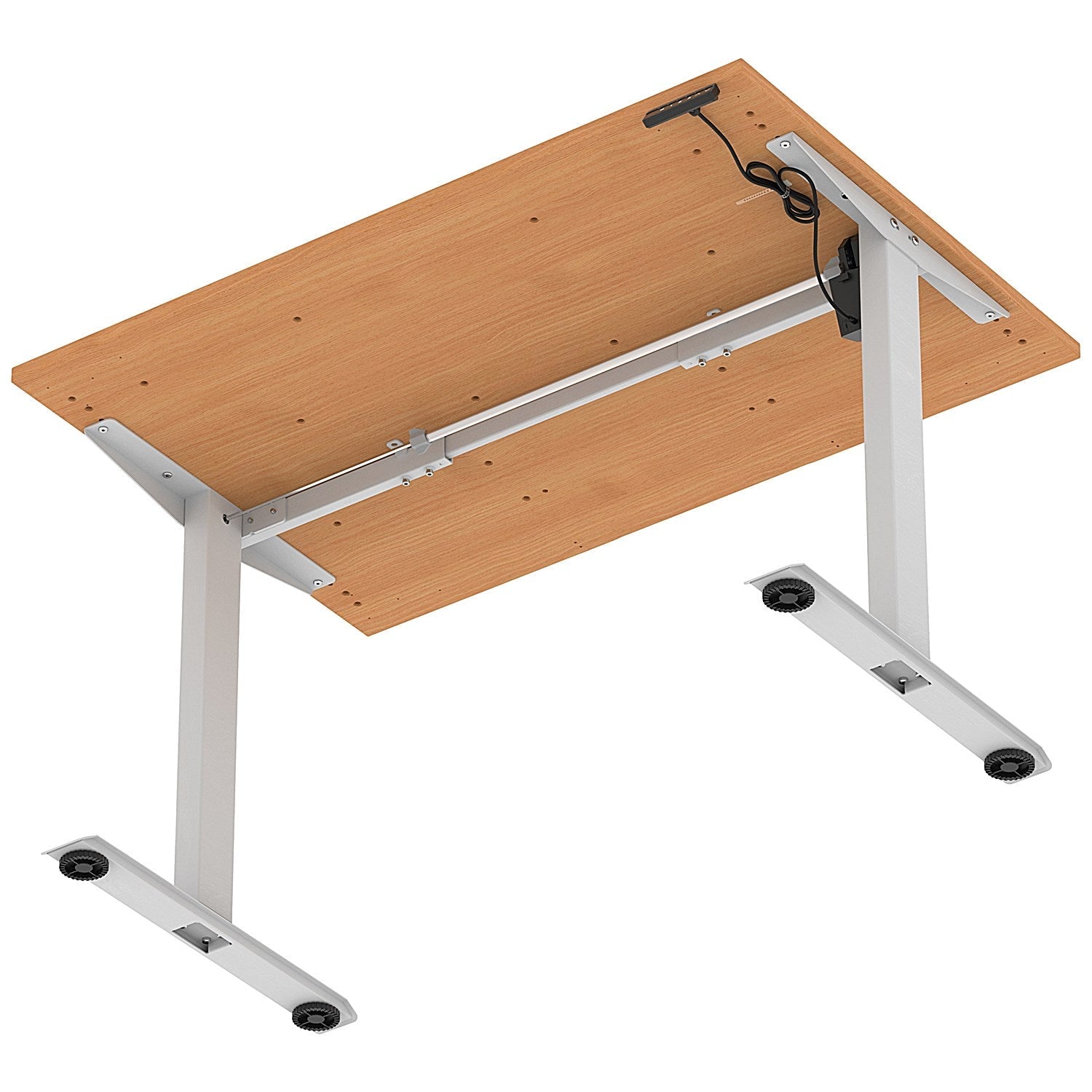 Air 1200mm Scalloped Edge Height Adjustable Desk, Silver Leg, Beech Easy2Order : HA04005