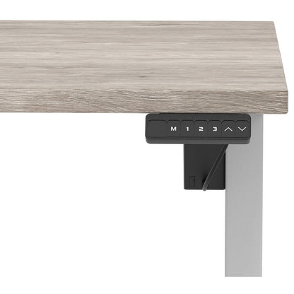 Air 1200mm Scalloped Edge Height Adjustable Desk, Silver Leg, Grey Oak