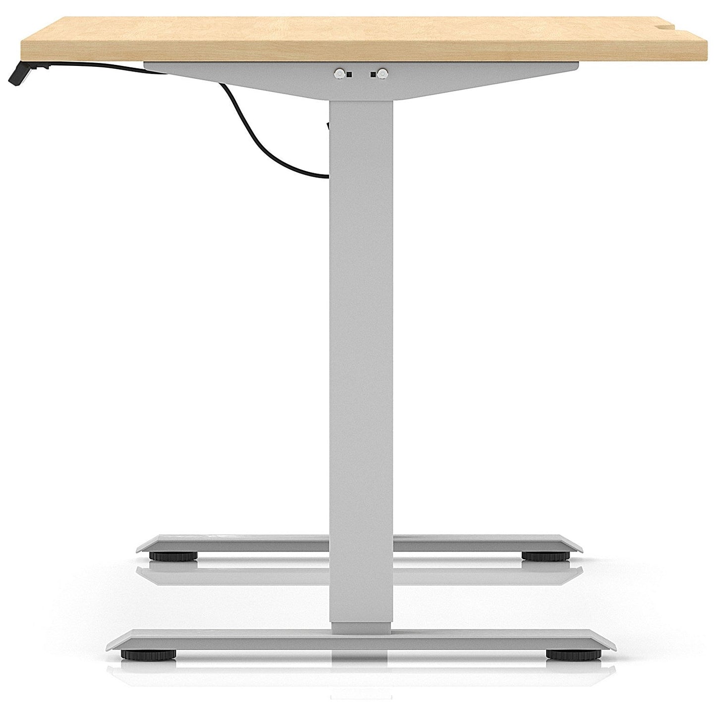 Air 1200mm Scalloped Edge Height Adjustable Desk, Silver Leg, Maple