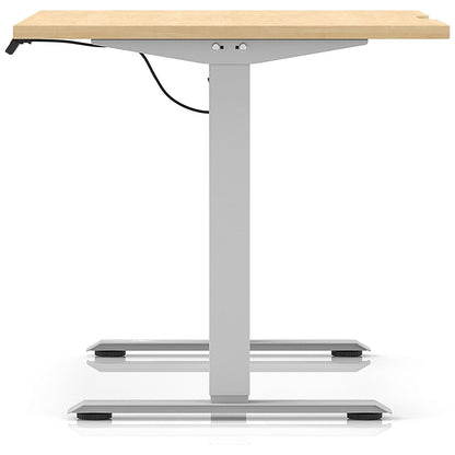 Air 1200mm Scalloped Edge Height Adjustable Desk, Silver Leg, Maple