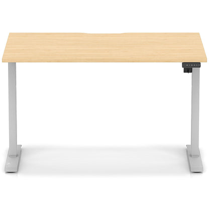 Air 1200mm Scalloped Edge Height Adjustable Desk, Silver Leg, Maple