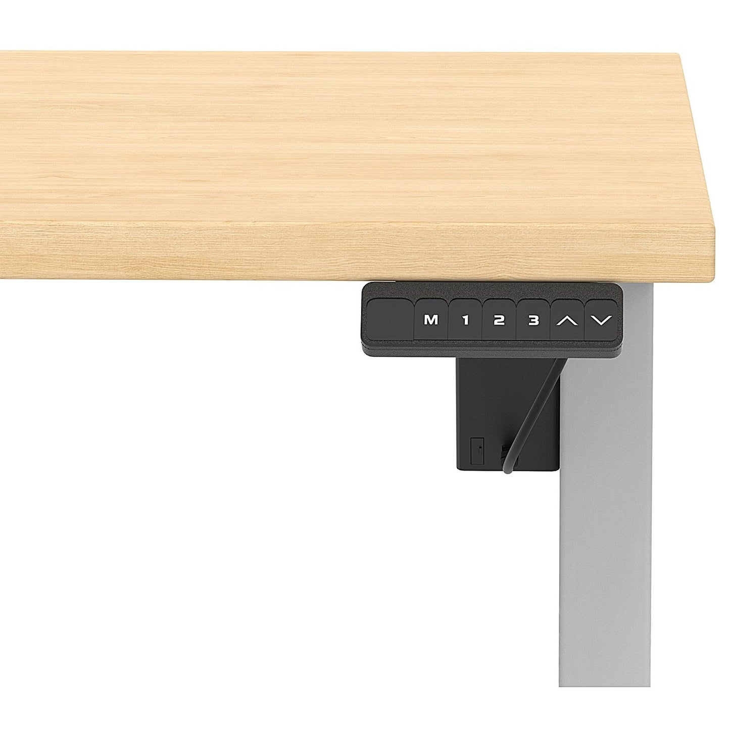 Air 1200mm Scalloped Edge Height Adjustable Desk, Silver Leg, Maple