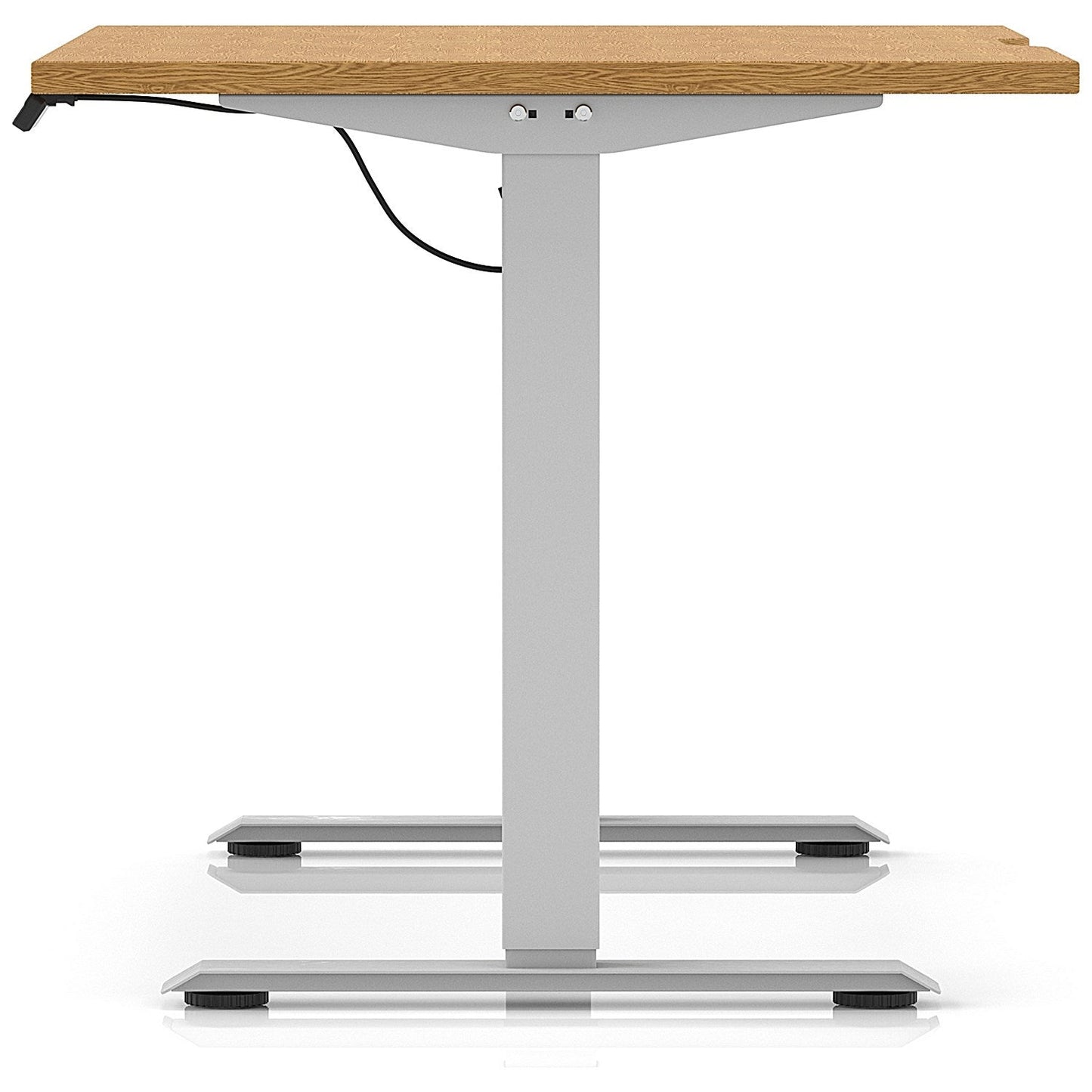 Air 1200mm Scalloped Edge Height Adjustable Desk, Silver Leg, Oak