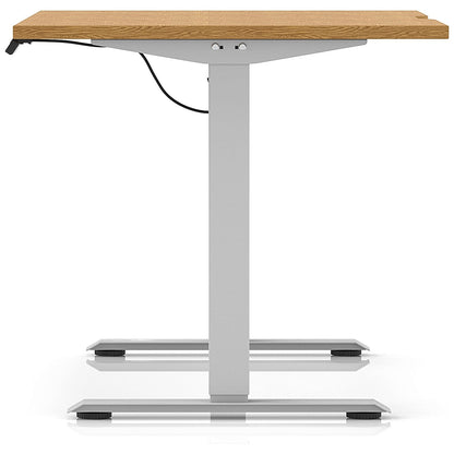 Air 1200mm Scalloped Edge Height Adjustable Desk, Silver Leg, Oak