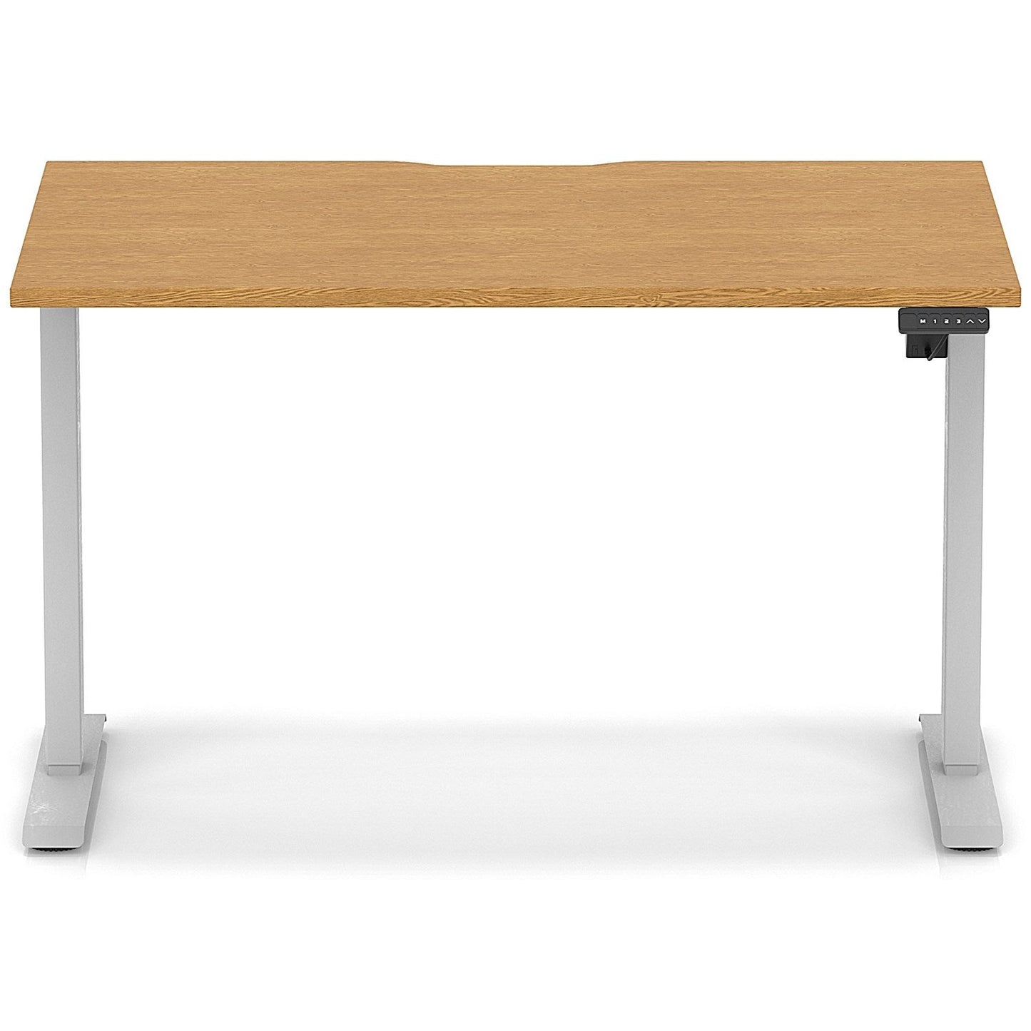 Air 1200mm Scalloped Edge Height Adjustable Desk, Silver Leg, Oak