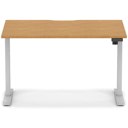 Air 1200mm Scalloped Edge Height Adjustable Desk, Silver Leg, Oak