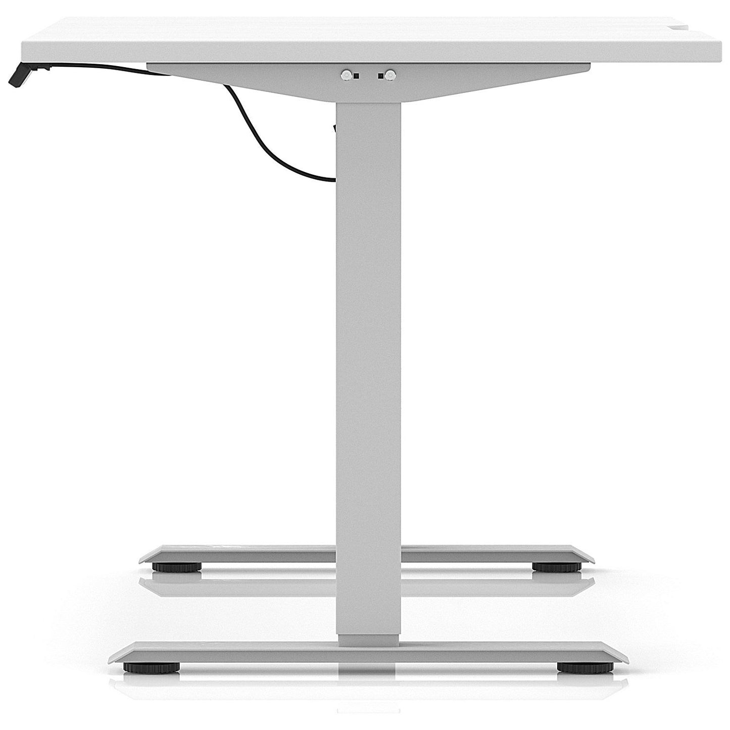 Air 1200mm Scalloped Edge Height Adjustable Desk, Silver Leg, White