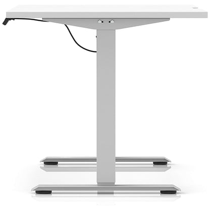 Air 1200mm Scalloped Edge Height Adjustable Desk, Silver Leg, White