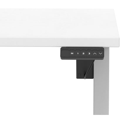 Air 1200mm Scalloped Edge Height Adjustable Desk, Silver Leg, White