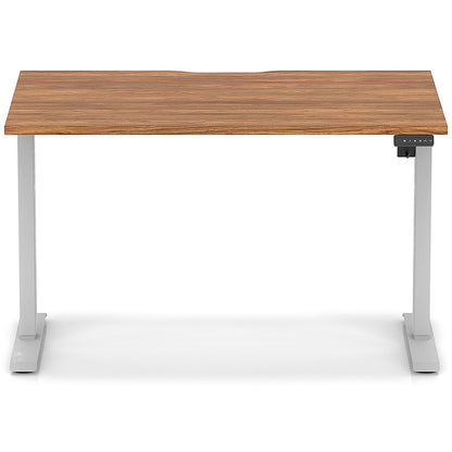 Air 1200mm Scalloped Edge Height Adjustable Desk, Silver Leg, Walnut