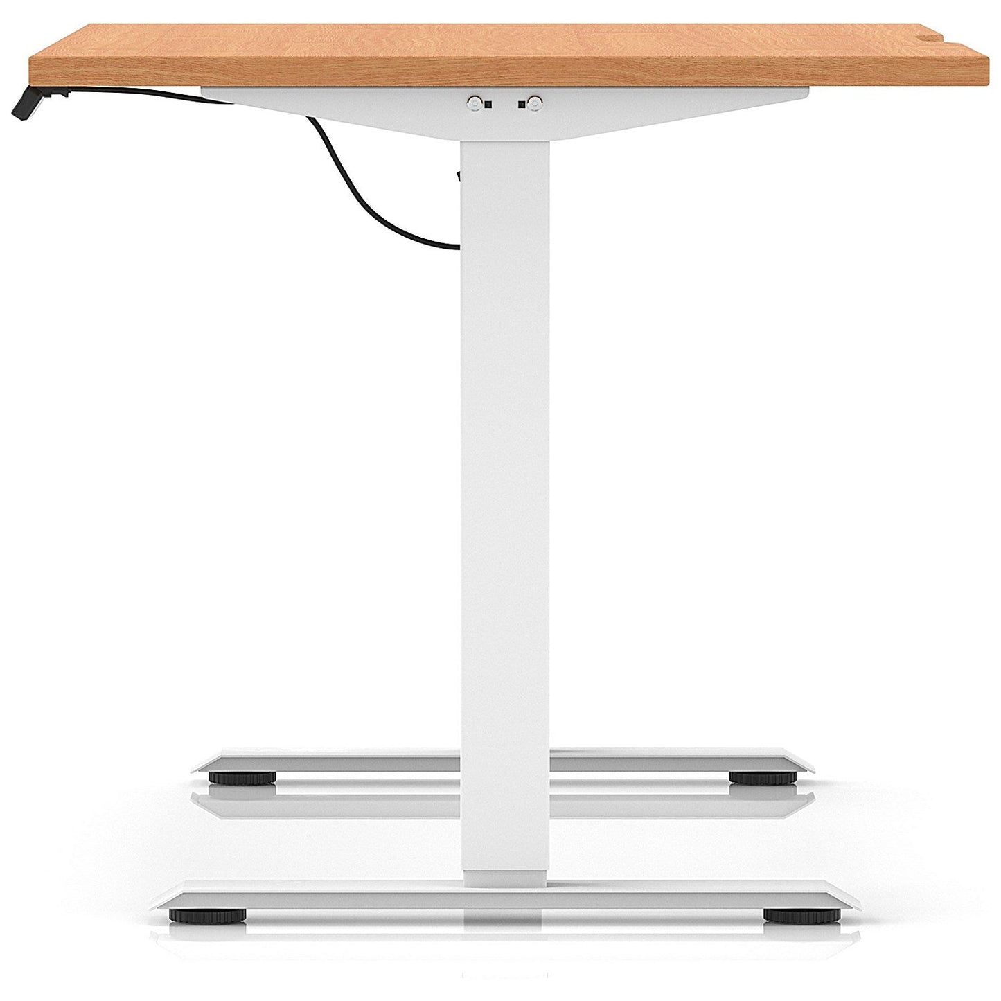 Air 1200mm Scalloped Edge Height Adjustable Desk, White Leg, Beech