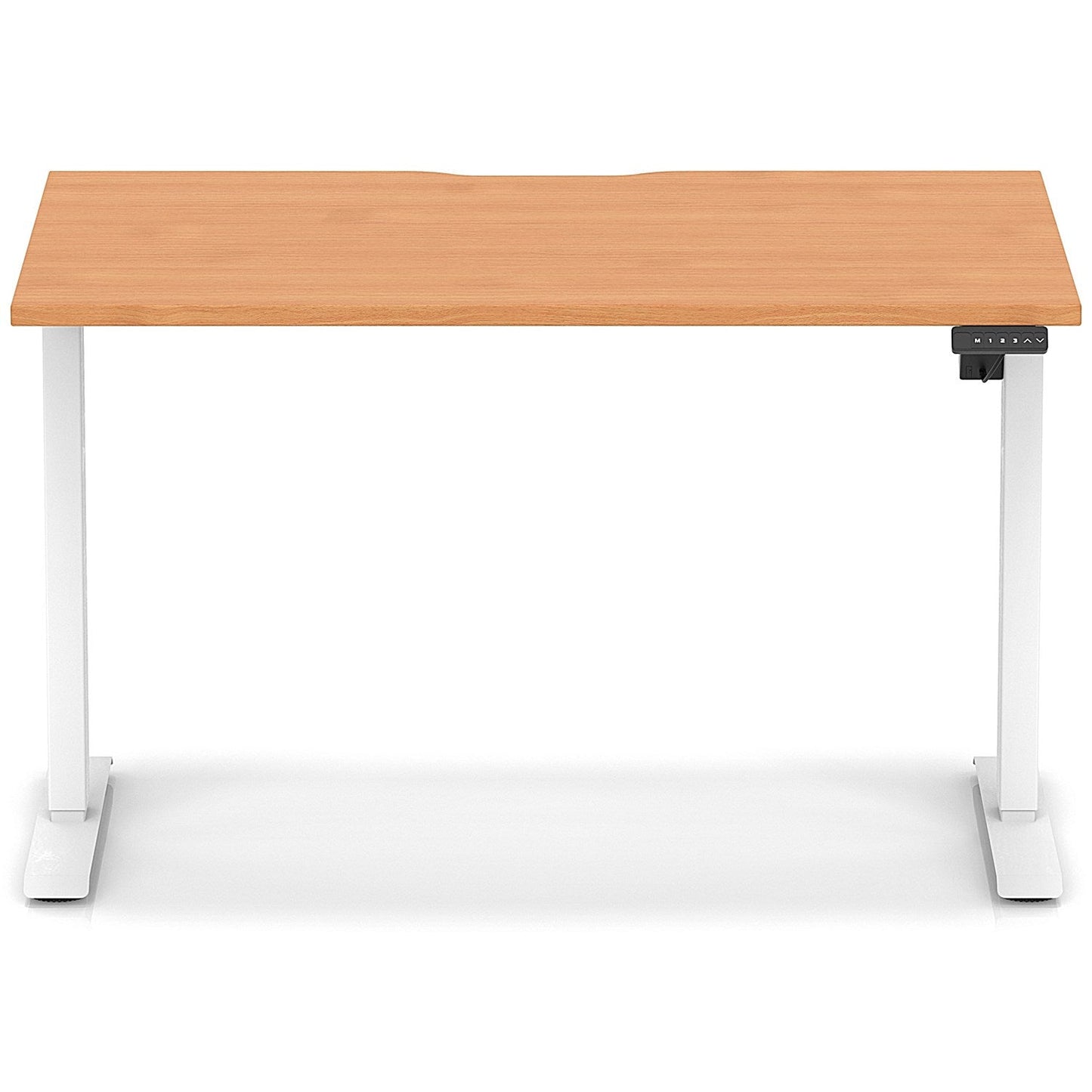 Air 1200mm Scalloped Edge Height Adjustable Desk, White Leg, Beech
