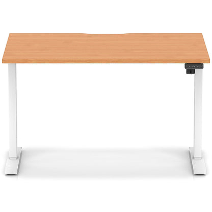 Air 1200mm Scalloped Edge Height Adjustable Desk, White Leg, Beech