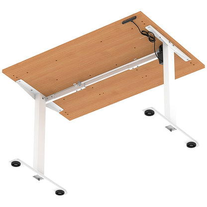 Air 1200mm Scalloped Edge Height Adjustable Desk, White Leg, Beech
