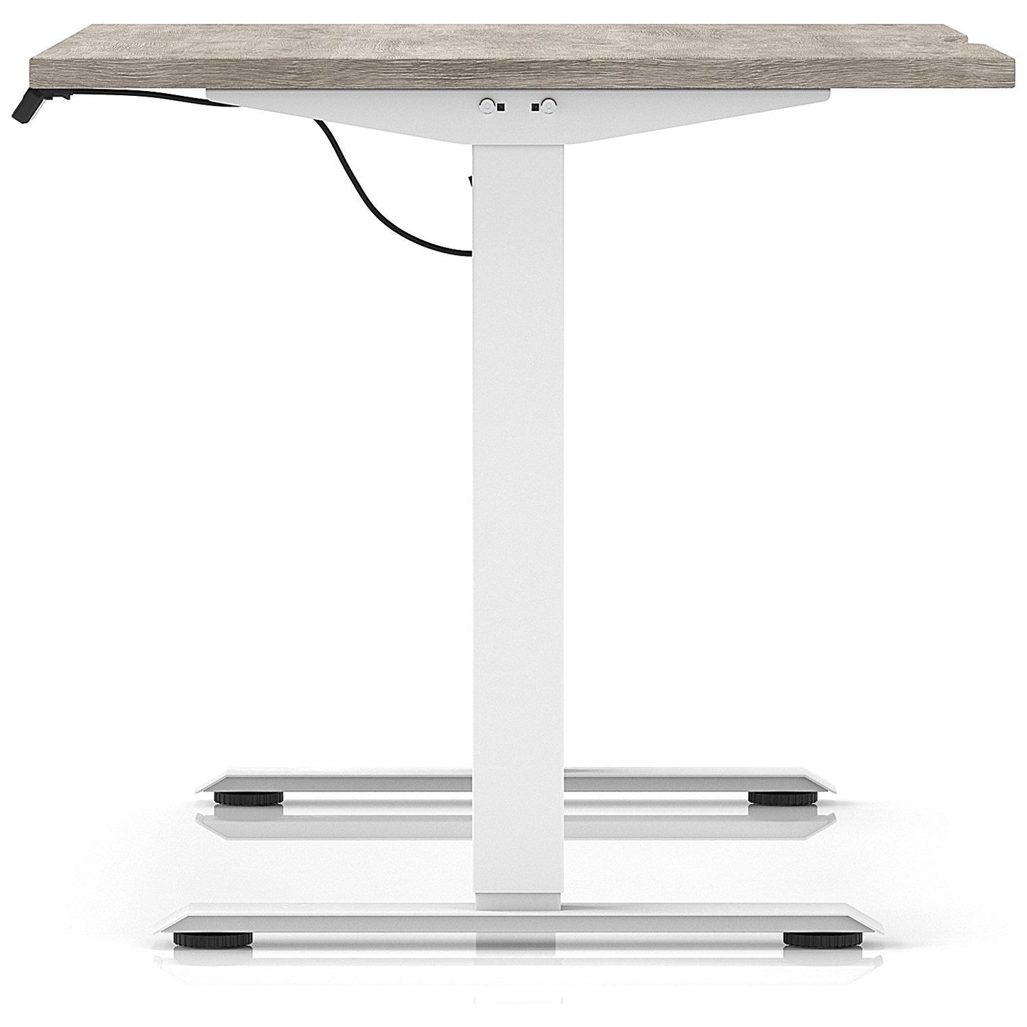 Air 1200mm Scalloped Edge Height Adjustable Desk, White Leg, Grey Oak