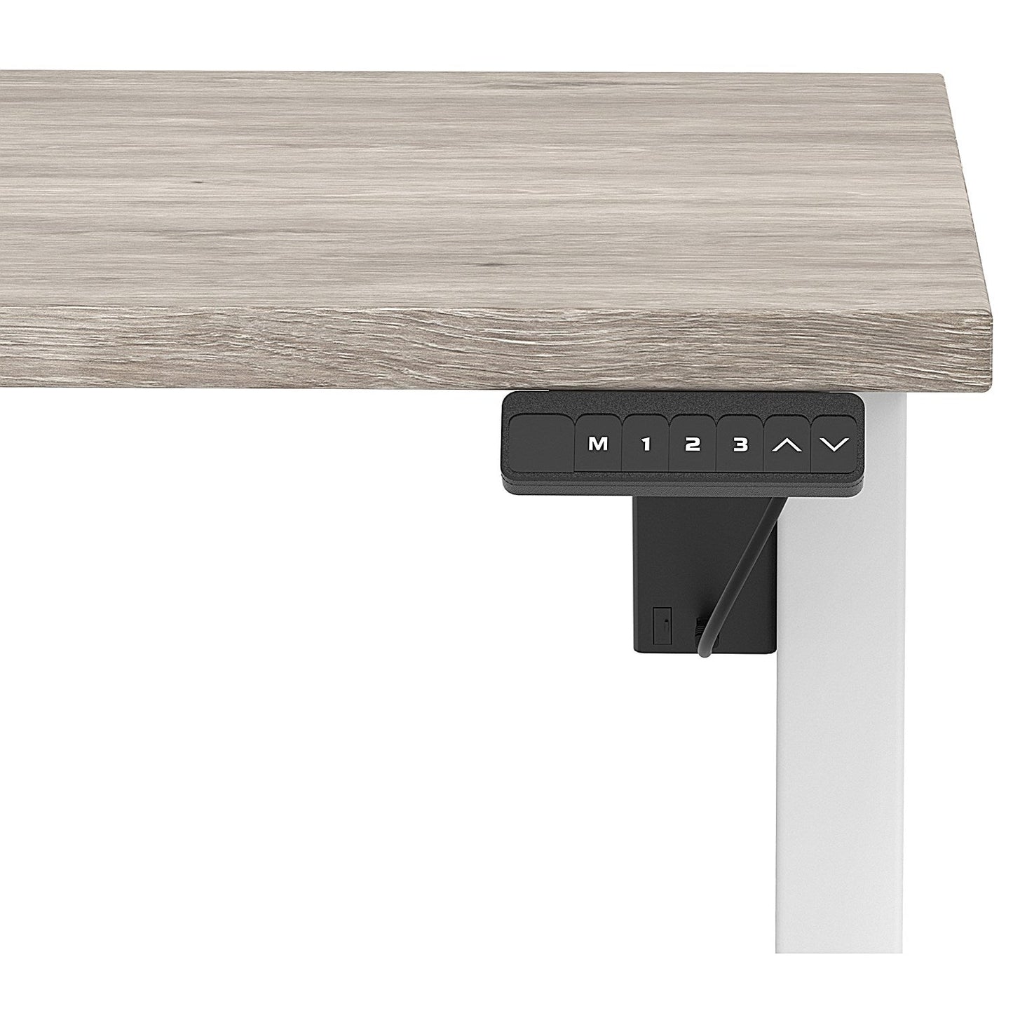 Air 1200mm Scalloped Edge Height Adjustable Desk, White Leg, Grey Oak Easy2Order : HA04012