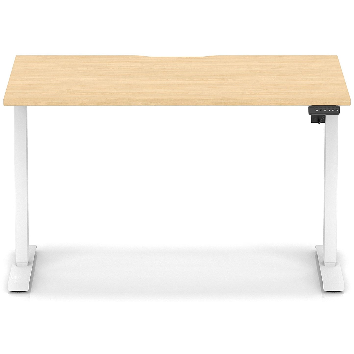 Air 1200mm Scalloped Edge Height Adjustable Desk, White Leg, Maple