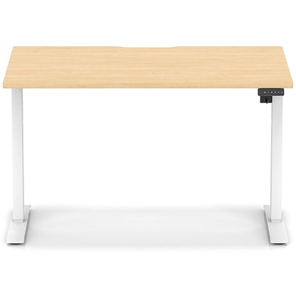 Air 1200mm Scalloped Edge Height Adjustable Desk, White Leg, Maple