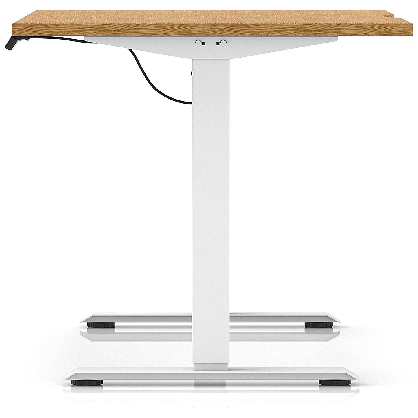 Air 1200mm Scalloped Edge Height Adjustable Desk, White Leg, Oak