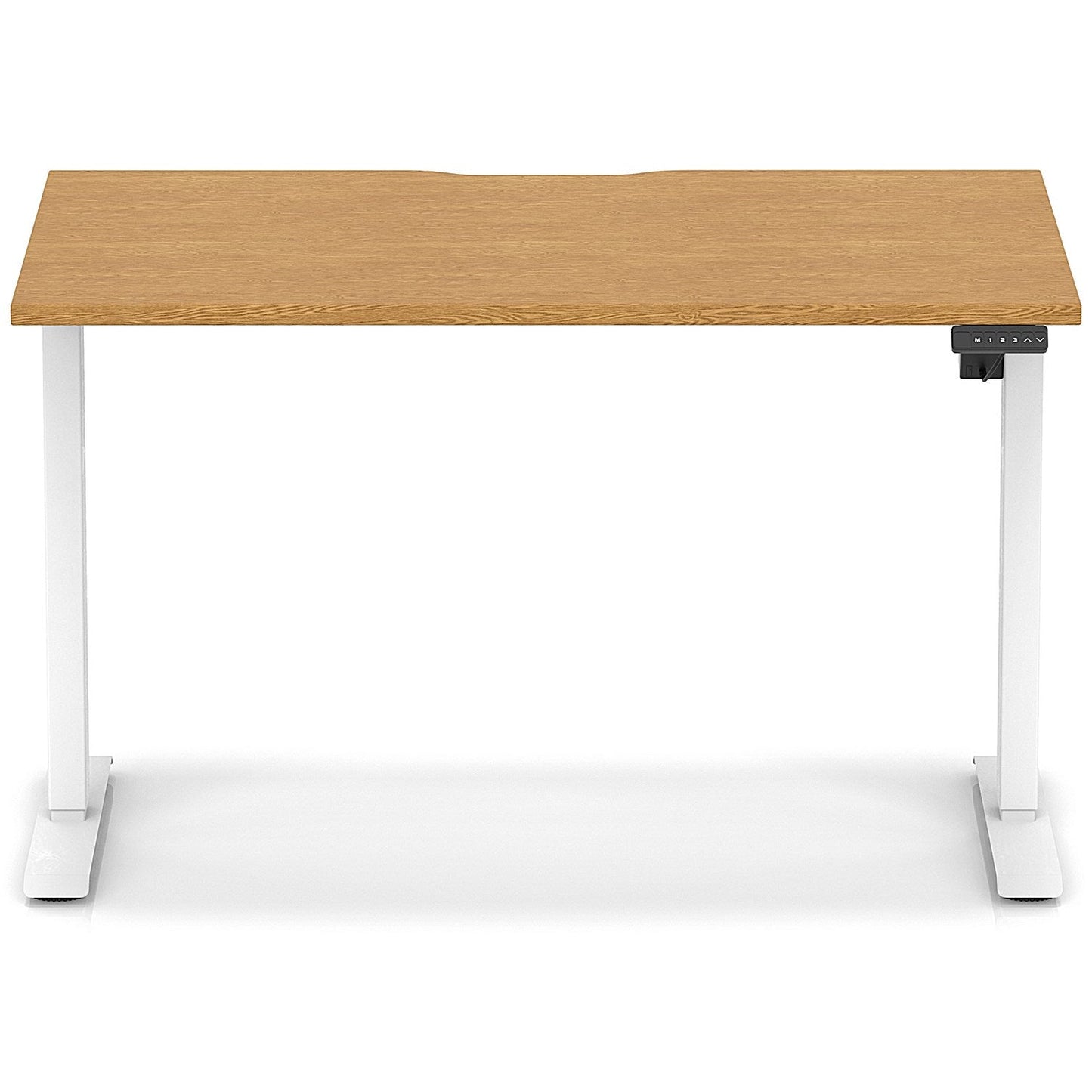 Air 1200mm Scalloped Edge Height Adjustable Desk, White Leg, Oak