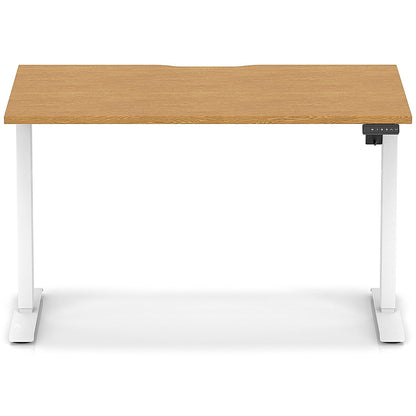 Air 1200mm Scalloped Edge Height Adjustable Desk, White Leg, Oak
