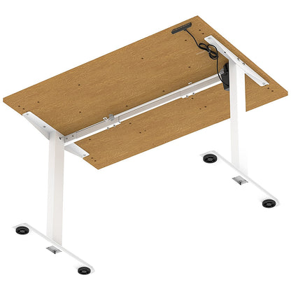 Air 1200mm Scalloped Edge Height Adjustable Desk, White Leg, Oak Easy2Order : HA04014