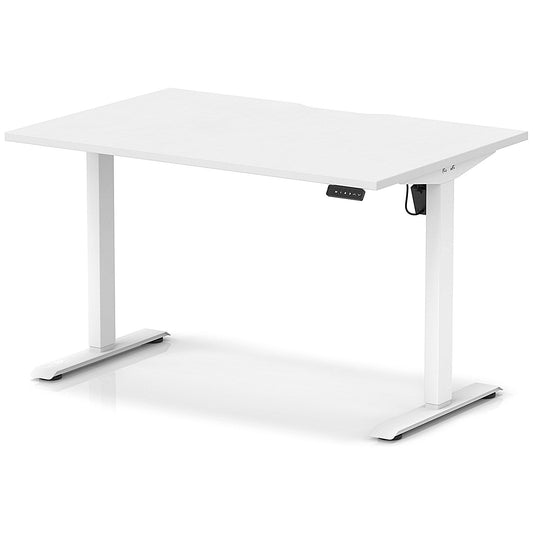 Air 1200mm Scalloped Edge Height Adjustable Desk, White Leg, White