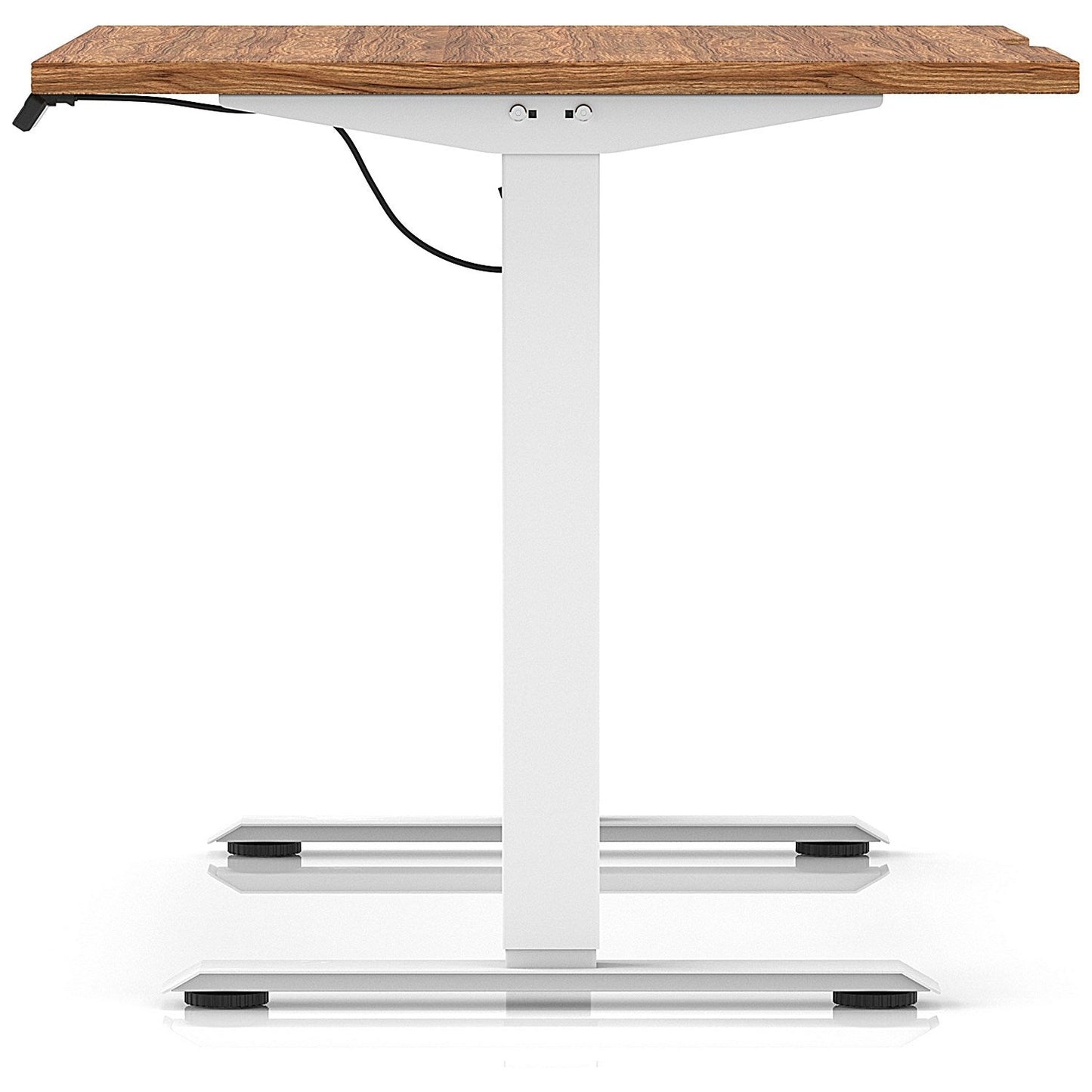 Air 1200mm Scalloped Edge Height Adjustable Desk, White Leg, Walnut