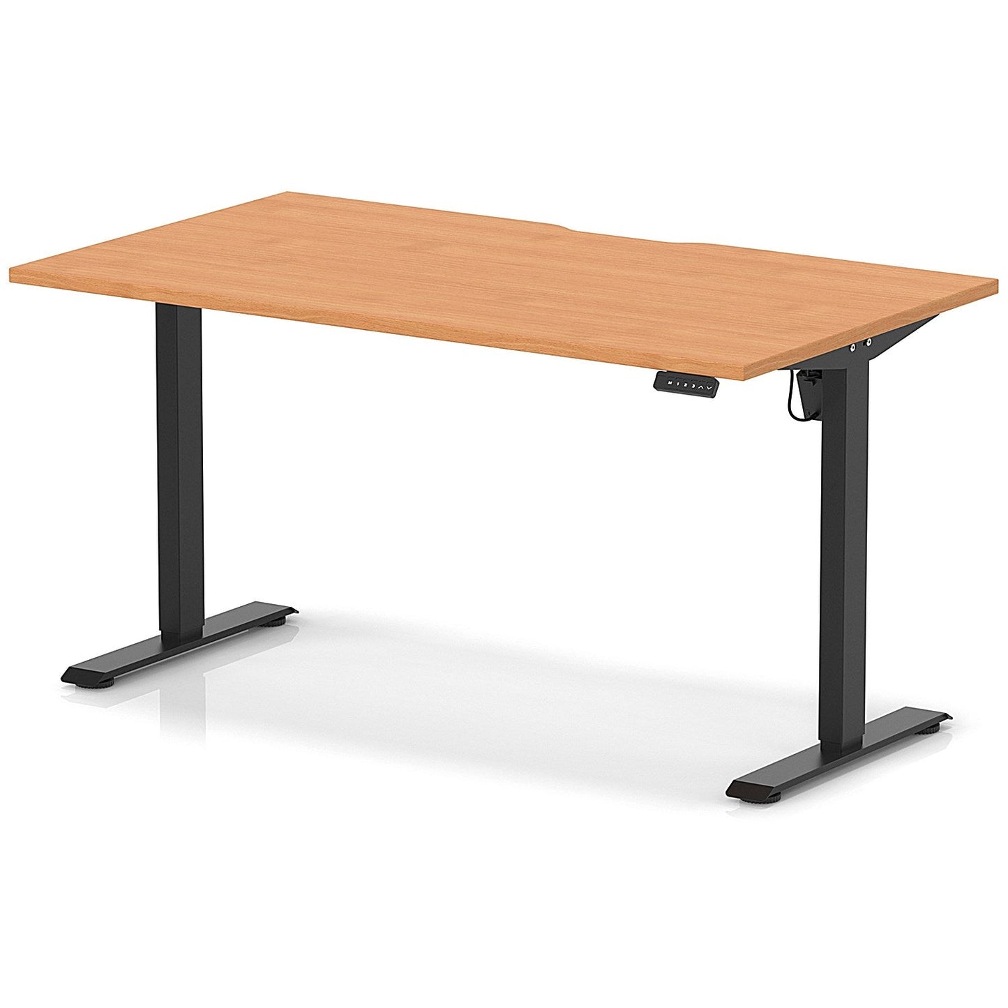 Air 1400mm Scalloped Edge Height Adjustable Desk, Black Leg, Beech