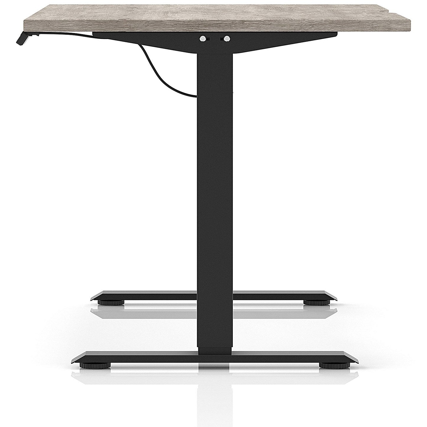 Air 1400mm Scalloped Edge Height Adjustable Desk, Black Leg, Grey Oak