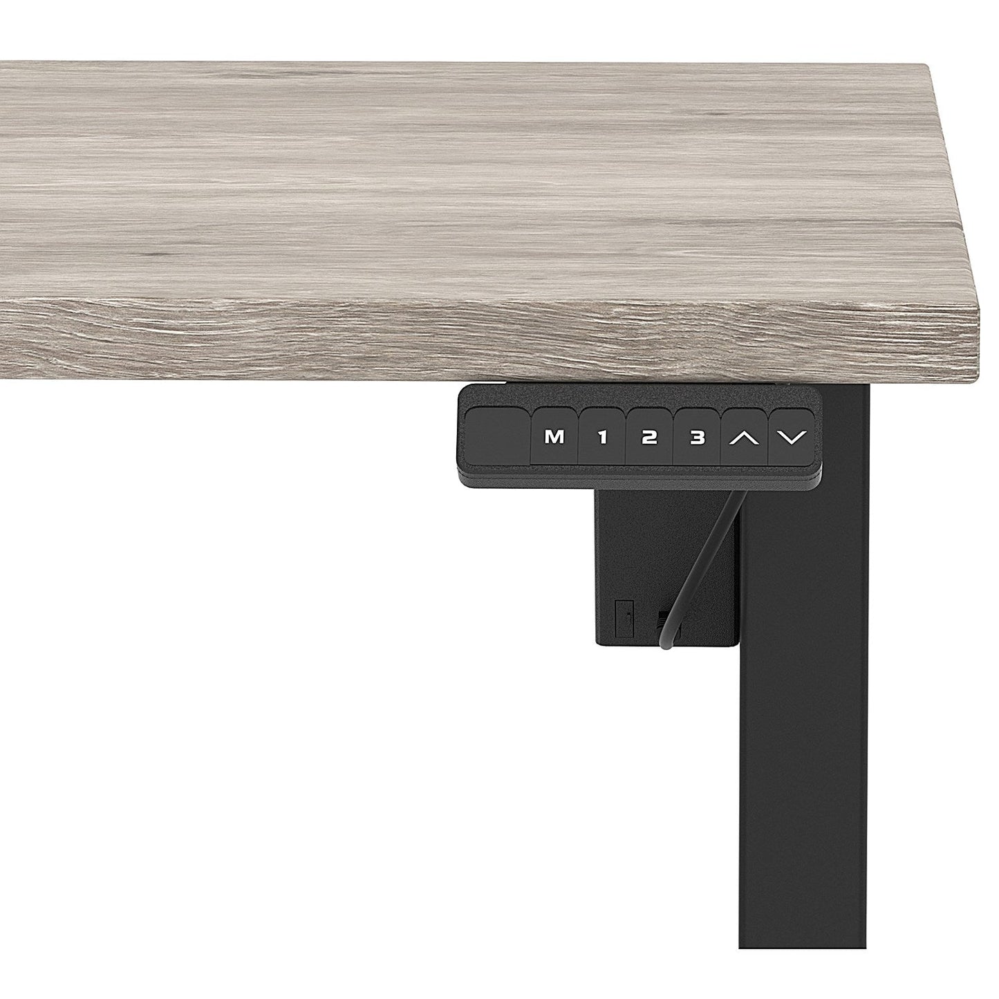 Air 1400mm Scalloped Edge Height Adjustable Desk, Black Leg, Grey Oak Easy2Order : HA04018