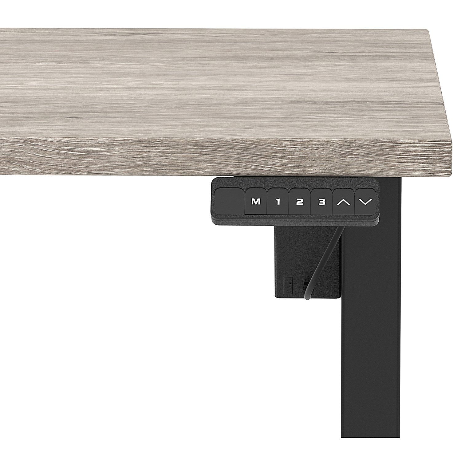 Air 1400mm Scalloped Edge Height Adjustable Desk, Black Leg, Grey Oak Easy2Order : HA04018