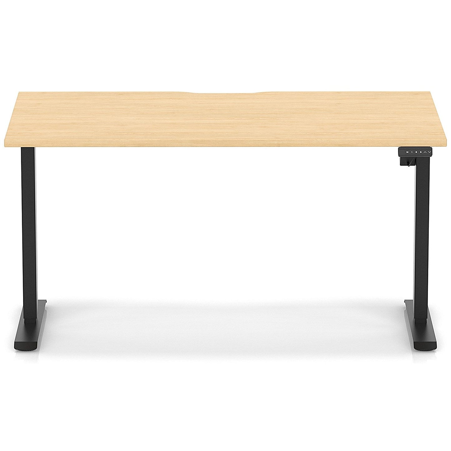 Air 1400mm Scalloped Edge Height Adjustable Desk, Black Leg, Maple