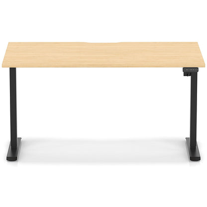 Air 1400mm Scalloped Edge Height Adjustable Desk, Black Leg, Maple