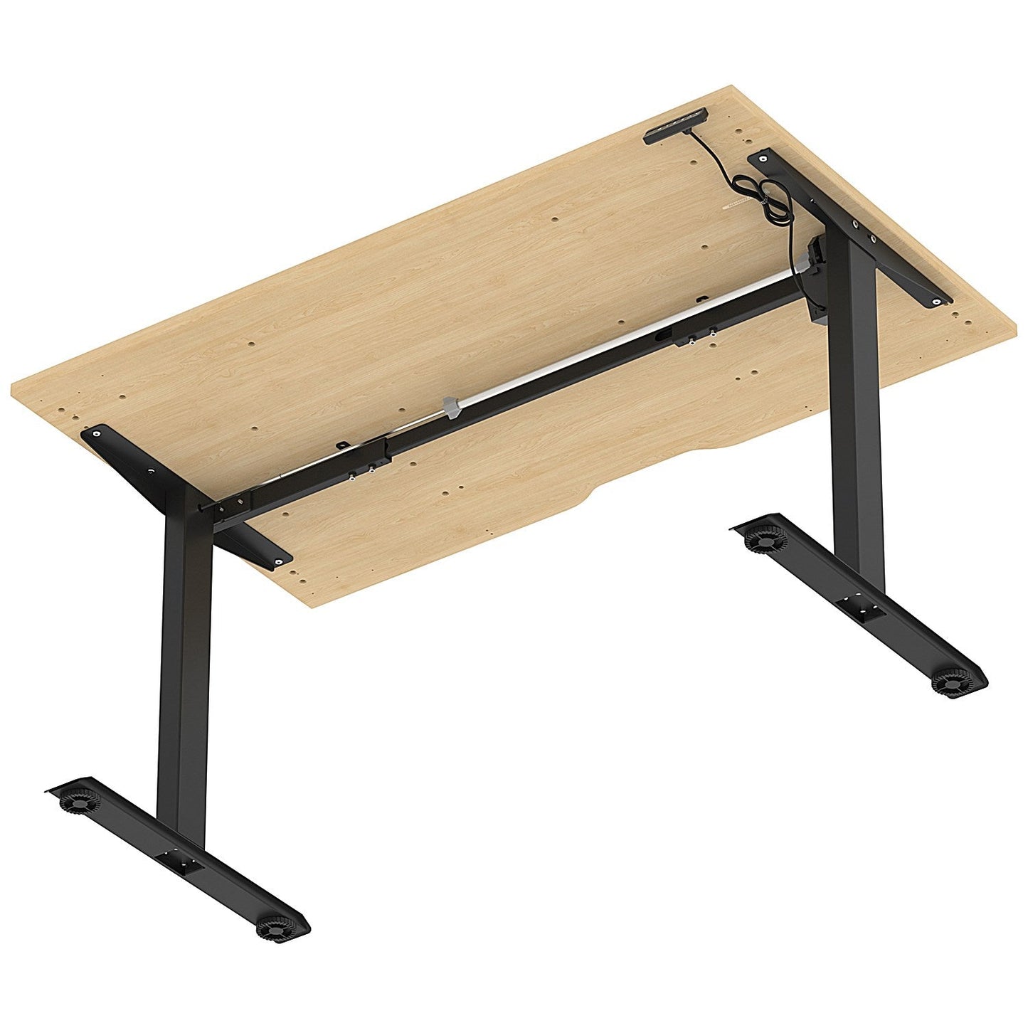 Air 1400mm Scalloped Edge Height Adjustable Desk, Black Leg, Maple