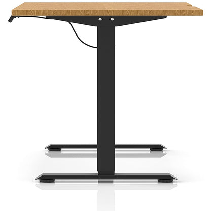 Air 1400mm Scalloped Edge Height Adjustable Desk, Black Leg, Oak