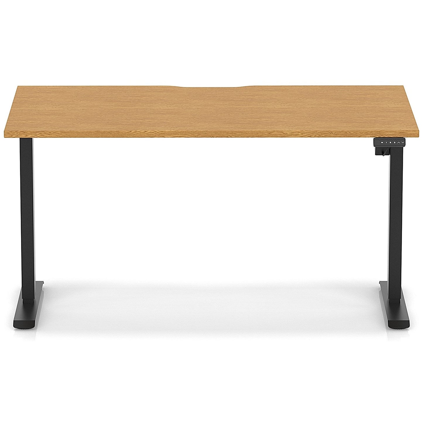 Air 1400mm Scalloped Edge Height Adjustable Desk, Black Leg, Oak