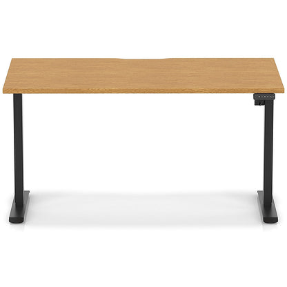 Air 1400mm Scalloped Edge Height Adjustable Desk, Black Leg, Oak