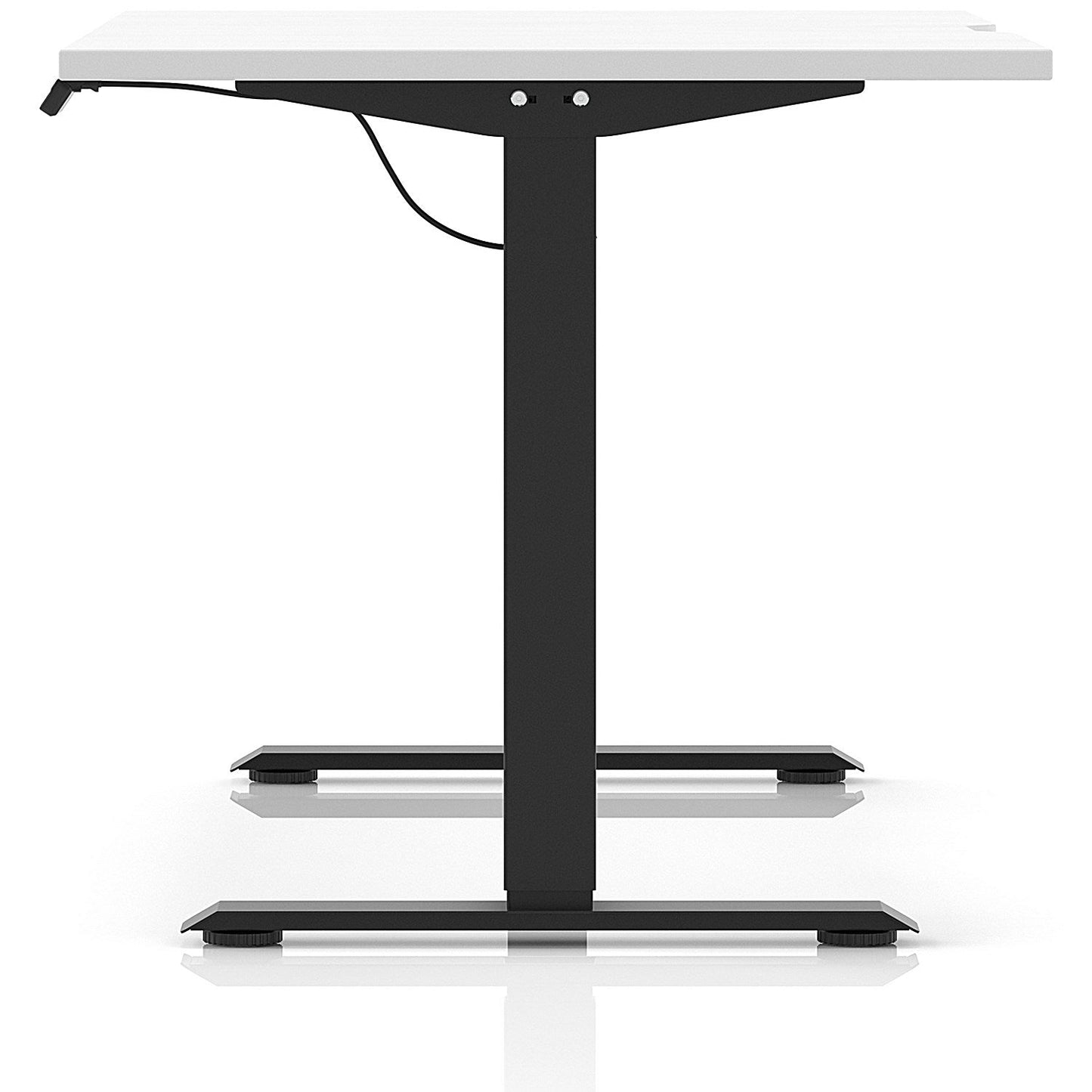 Air 1400mm Scalloped Edge Height Adjustable Desk, Black Leg, White