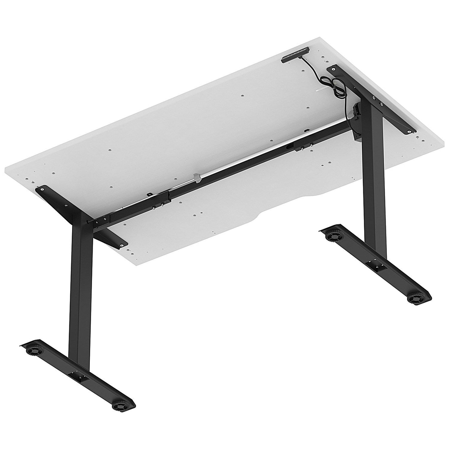 Air 1400mm Scalloped Edge Height Adjustable Desk, Black Leg, White