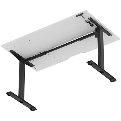 Air 1400mm Scalloped Edge Height Adjustable Desk, Black Leg, White