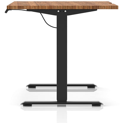 Air 1400mm Scalloped Edge Height Adjustable Desk, Black Leg, Walnut