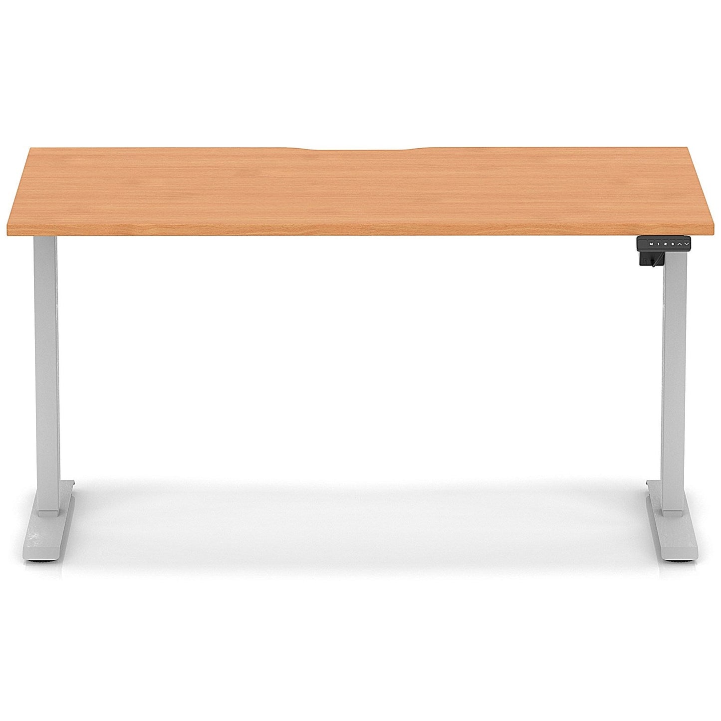 Air 1400mm Scalloped Edge Height Adjustable Desk, Silver Leg, Beech