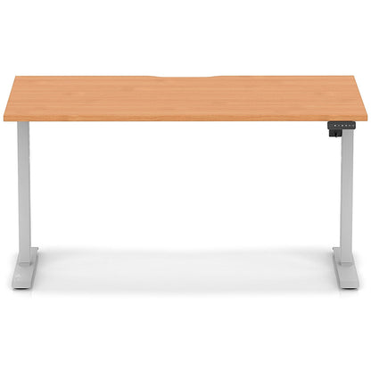 Air 1400mm Scalloped Edge Height Adjustable Desk, Silver Leg, Beech
