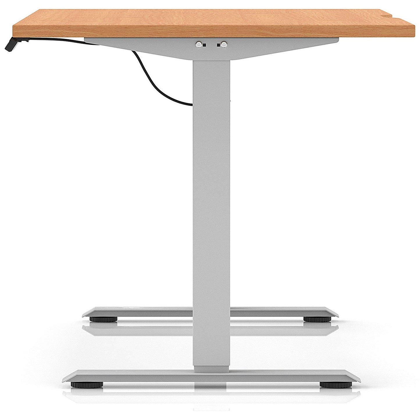 Air 1400mm Scalloped Edge Height Adjustable Desk, Silver Leg, Beech