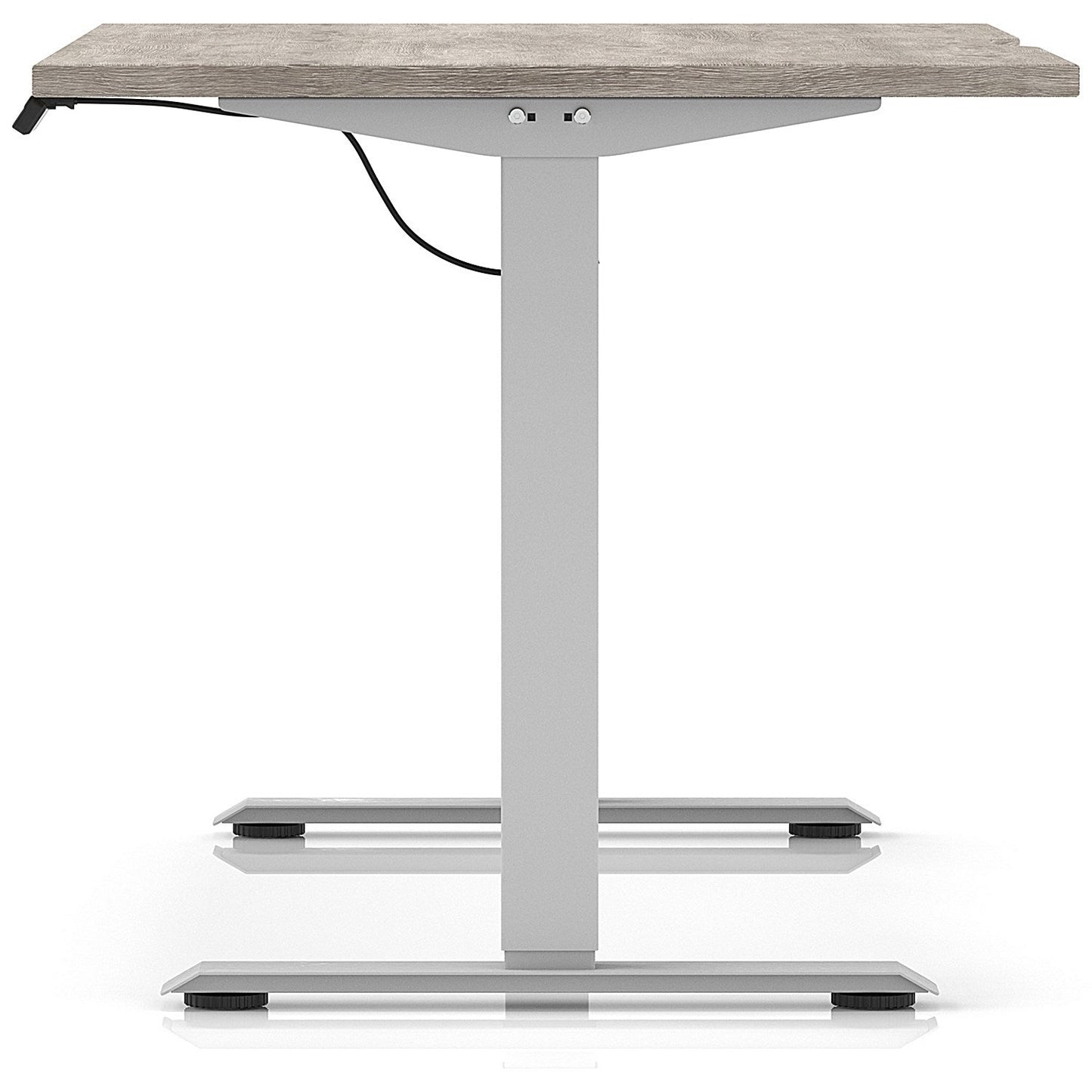 Air 1400mm Scalloped Edge Height Adjustable Desk, Silver Leg, Grey Oak
