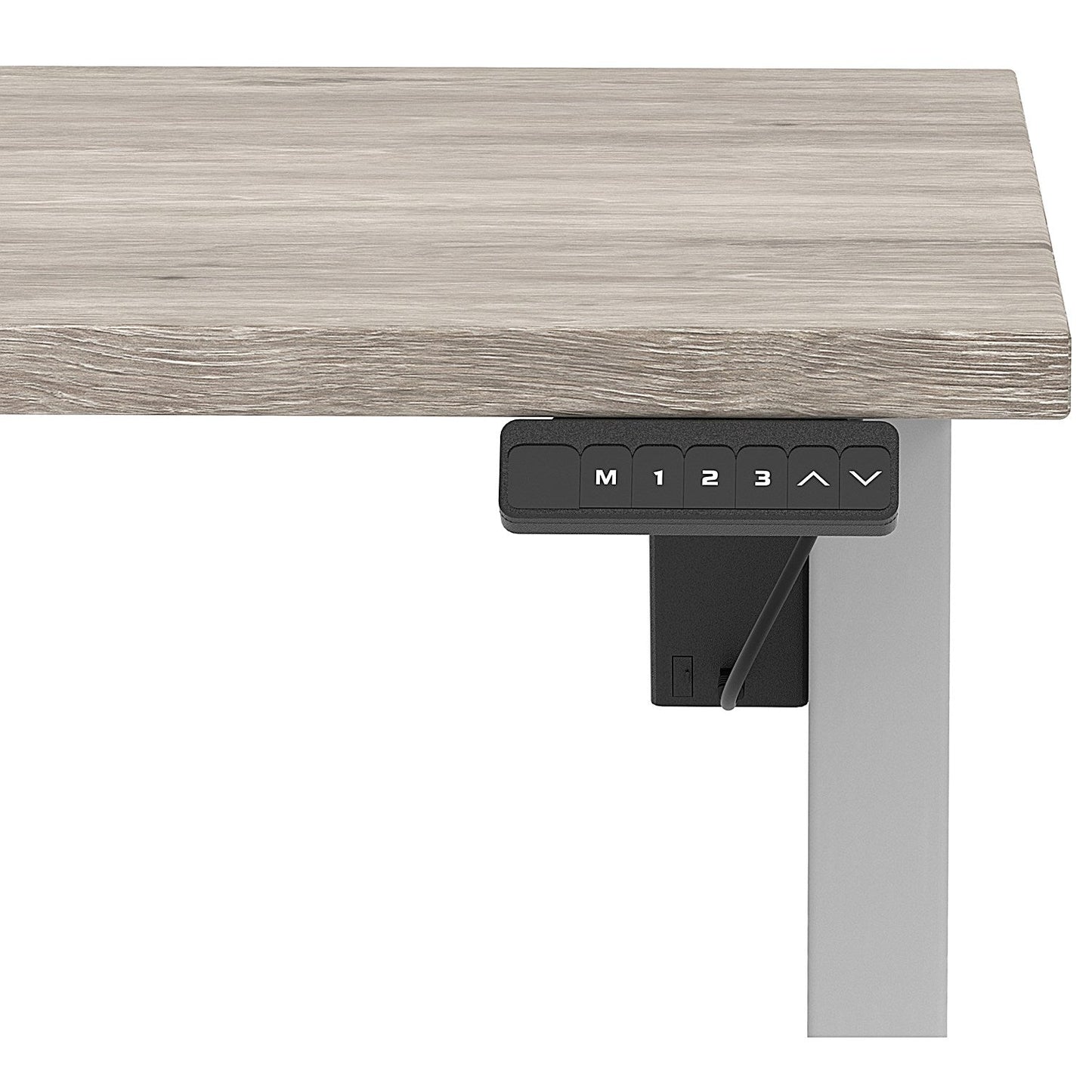 Air 1400mm Scalloped Edge Height Adjustable Desk, Silver Leg, Grey Oak Easy2Order : HA04024