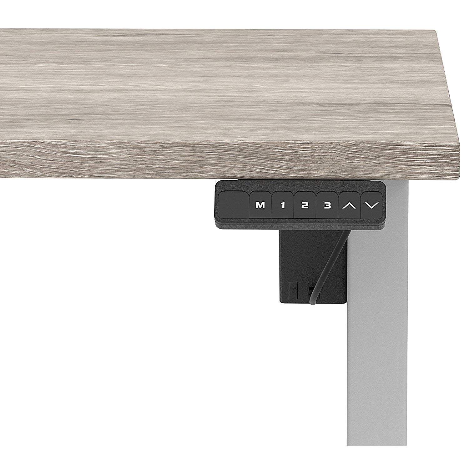 Air 1400mm Scalloped Edge Height Adjustable Desk, Silver Leg, Grey Oak Easy2Order : HA04024